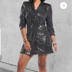 Silver blazer dress